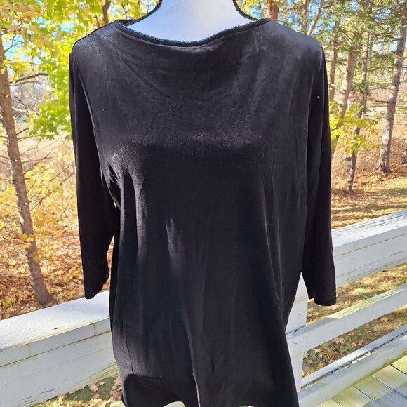 Amanda Smith Stretch Black Tunic Top Medium - Picture 1 of 8